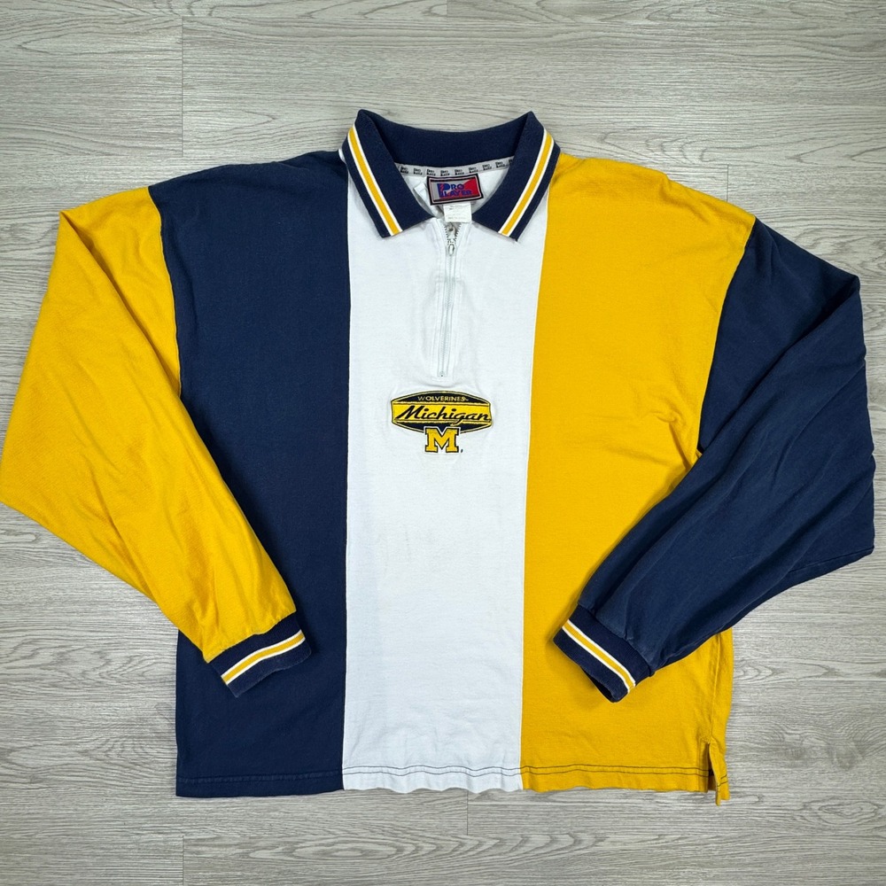 Pro Player Men's Michigan Wolverines Vintage Quarter Zip Pullover Multicolor XL